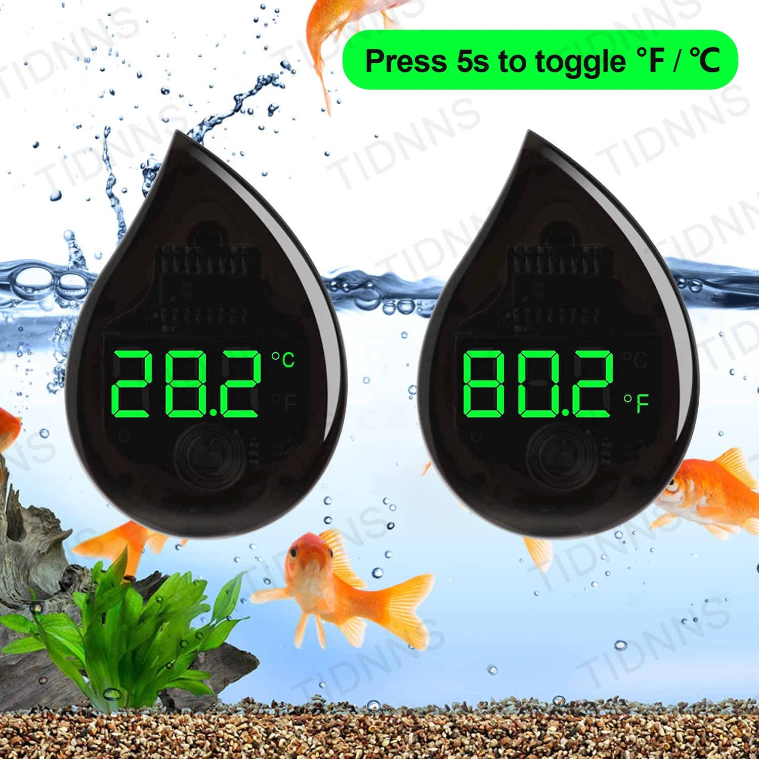 Marine Aquarium Mini - Termómetro Autoadhesivo para Acuario, Termómetro Digital